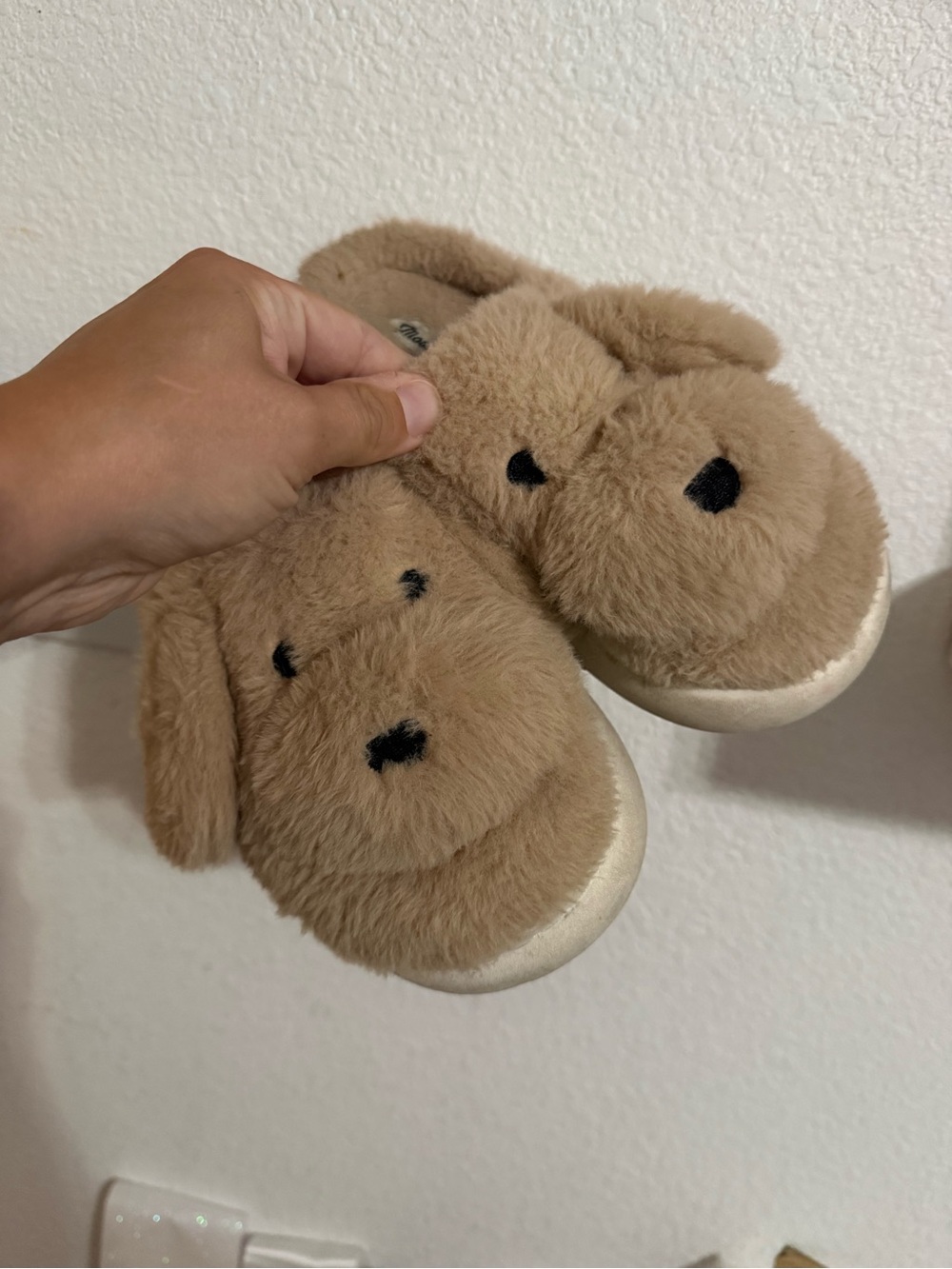 Plush Dog Slippers - Tan